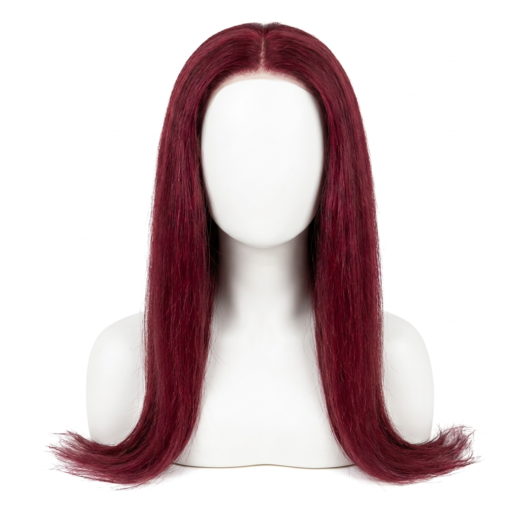 24-inch 99J wig on a featureless white mannequin with matching body