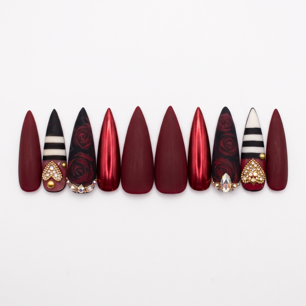 Designer nails edited without the case on a white background