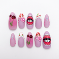 Fresh edit of the pink designer nails on a white background