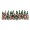 Green floral nails without the case