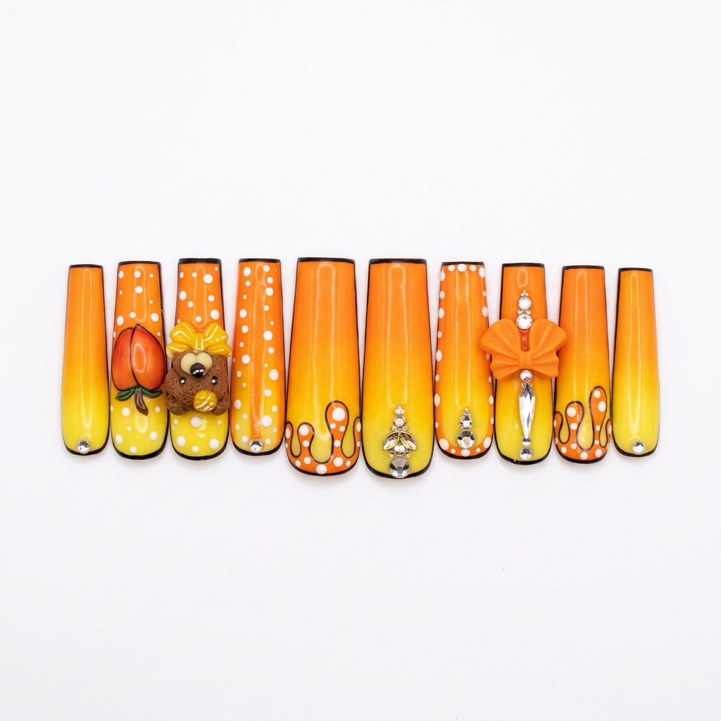 Orange-and-yellow nail photo edit