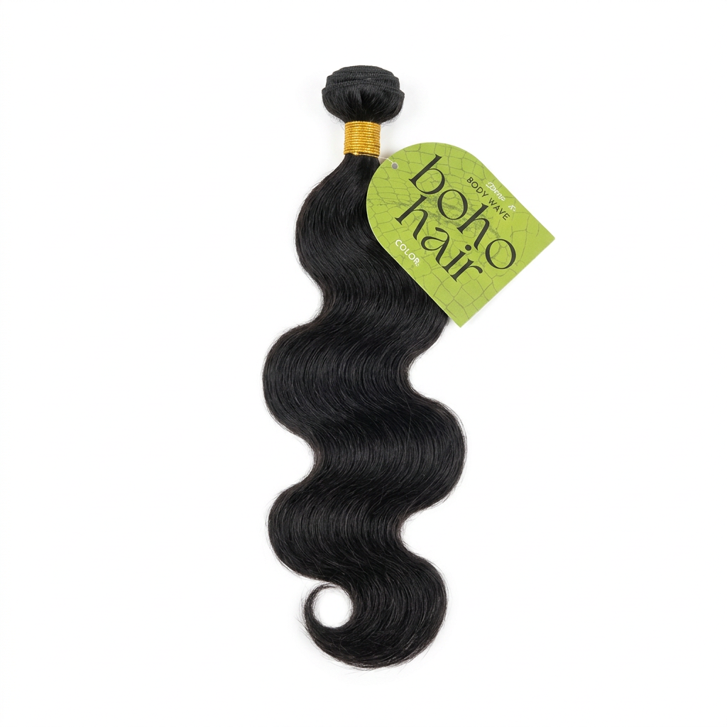 Preview of the Dosso Beauty Boho Hair Extension 18" #1B bundle without the black netting