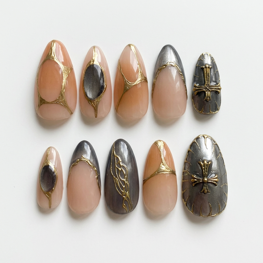 Revised nail photo using the original colors and designs as reference